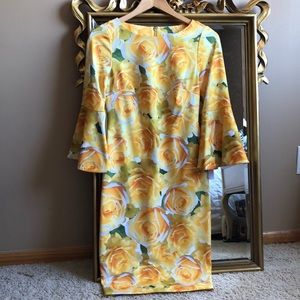 Calvin Klein sheath Yellow rose dress 2
